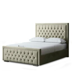 Rackhams Allegra Divan Bed with Upholstered Headboard - Beige - Double / 4ft6 - thumbnail 2