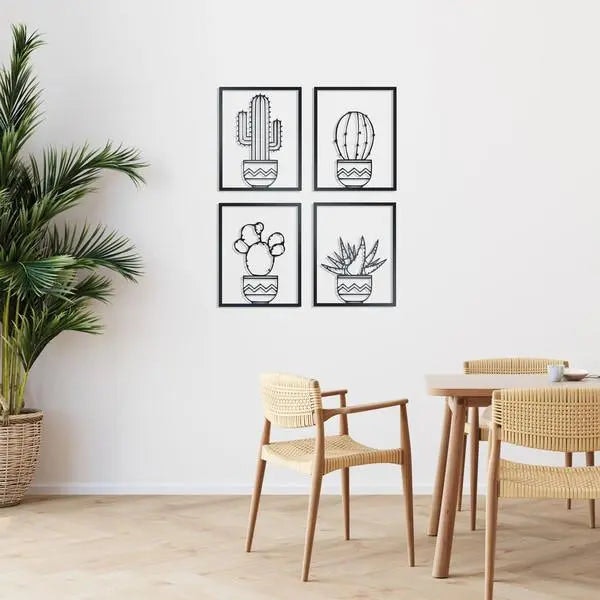 Rackhams Cactus Metal Wall Art Set of 4 - Indoor/Outdoor Steel Decor - image 1