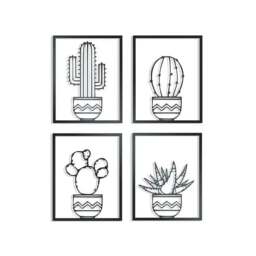 Rackhams Cactus Metal Wall Art Set of 4 - Indoor/Outdoor Steel Decor - thumbnail 2