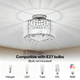 Rackhams Crystal Ceiling Light Modern Chandelier Bedroom Hallway Pendant Lamp E27 - thumbnail 6