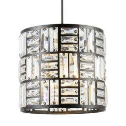 Rackhams Modern Circular Drum Matte Black Pendant Shade with Clear Acrylic Rods - thumbnail 2
