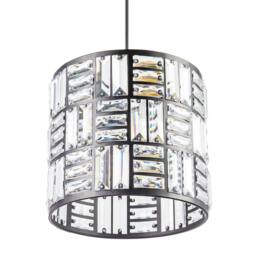 Rackhams Modern Circular Drum Matte Black Pendant Shade with Clear Acrylic Rods - thumbnail 5
