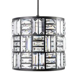 Rackhams Modern Circular Drum Matte Black Pendant Shade with Clear Acrylic Rods - thumbnail 4