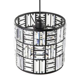 Rackhams Modern Circular Drum Matte Black Pendant Shade with Clear Acrylic Rods - thumbnail 3
