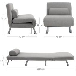 Rackhams Adjustable Back Futon Sofa Chair - Grey - thumbnail 2