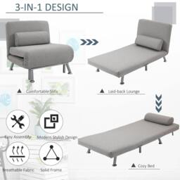 Rackhams Adjustable Back Futon Sofa Chair - Grey - thumbnail 6