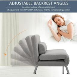 Rackhams Adjustable Back Futon Sofa Chair - Grey - thumbnail 3
