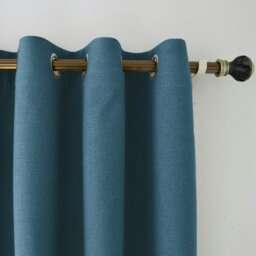 Rackhams Sea Blue Linen Blackout Eyelet Curtains - 46 x 63 Inch Drop - 2 Panel - thumbnail 2