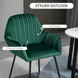 Rackhams Modern Arm Chair Upholstered Accent Chair with Metal Base for Living Room Green - thumbnail 4