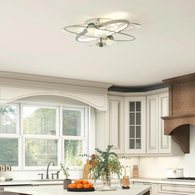 Rackhams Ceiling Fan with Light and Remote & App Control LED Ceiling Fan Light - Sliver - image 1