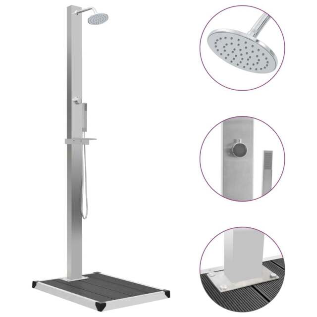 Rackhams Outdoor Shower with Tray WPC Stainless Steel