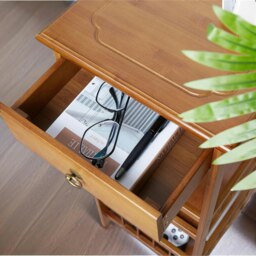 Rackhams 3 Tier Wooden Tall Side Table With Drawer - thumbnail 4