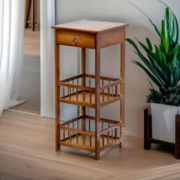 Rackhams 3 Tier Wooden Tall Side Table With Drawer - thumbnail 6