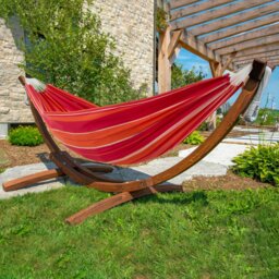 Rackhams Double Cotton Hammock with Solid Pine Stand (260cm) - Mimosa - thumbnail 3