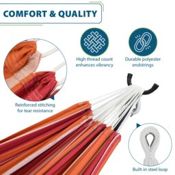 Rackhams Double Cotton Hammock with Solid Pine Stand (260cm) - Mimosa - thumbnail 5