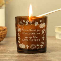 Rackhams Personalised Pumpkins Amber Glass Candle - thumbnail 2