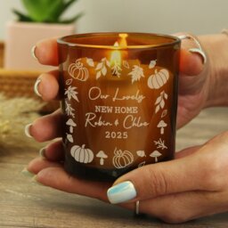Rackhams Personalised Pumpkins Amber Glass Candle - thumbnail 4