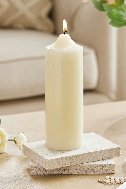 Rackhams 2Pcs White Unscented Cylindrical Candles with  Conical Heads - White - image 1