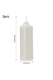 Rackhams 2Pcs White Unscented Cylindrical Candles with  Conical Heads - White - thumbnail 4