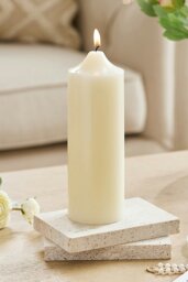 Rackhams 2Pcs White Unscented Cylindrical Candles with  Conical Heads - White - thumbnail 1