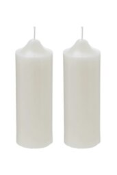 Rackhams 2Pcs White Unscented Cylindrical Candles with  Conical Heads - White - thumbnail 3