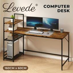 Rackhams Computer Desk Study Table Home Office Workstation with 4-Tier Shelf 160CM - thumbnail 2