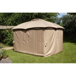 Rackhams Rio Waterproof Garden Gazebo with Curtains – 3m x 3.65m - Mocha - thumbnail 3
