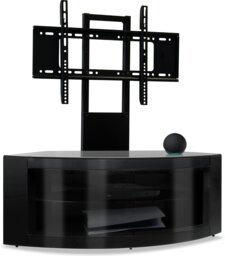 "Rackhams PANGEA Gloss Black Beam-Thru Curved True-Corner 32""-50"" TV Cabinet with Mounting Arm" - thumbnail 6