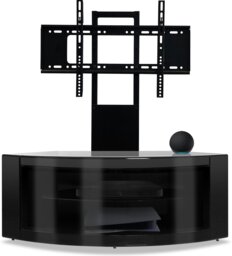"Rackhams PANGEA Gloss Black Beam-Thru Curved True-Corner 32""-50"" TV Cabinet with Mounting Arm" - thumbnail 2