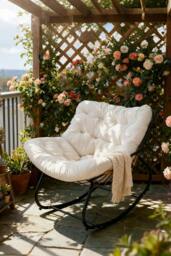 Rackhams Fleece Fabri Modern Rocking Chair with Cushion - Orange - thumbnail 2