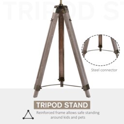 Rackhams Industrial Tripod Floor Lamp Wood Adjustable Spotlight Bronze - thumbnail 5