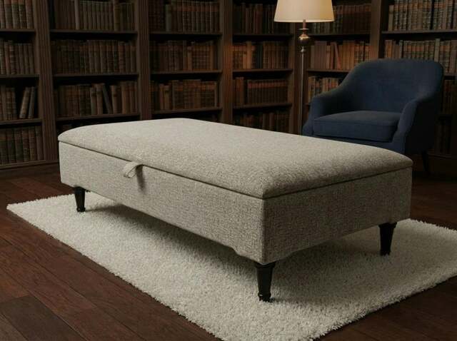 Rackhams Animal Print Cream Storage Ottoman Bench – Coffee Table, Pouffe Seat & Hidden Storage - 36 x 24 Inches (92 x 61cm) - image 1