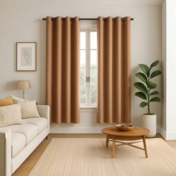 Rackhams Mustard Orange Linen Blackout Curtains - 46x54 Inch Drop - 2 Panel - thumbnail 6
