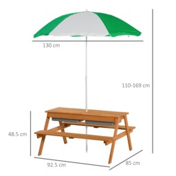 Rackhams Wooden Kids Picnic Table, Sand and Water Table with Benches, Brown - thumbnail 5