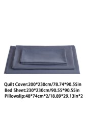 Rackhams Double Duvet Cover and Flat Sheet Set with 2 Pillowcases Solid Color Soft Brushed Fibe Four-Piece Set - Grey - thumbnail 6