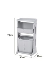 Rackhams 3-Tier Detachable Laundry Basket Fruit Vegetable Storage Rack Kitchen Trolley Cart with Wheels - Grey - thumbnail 6