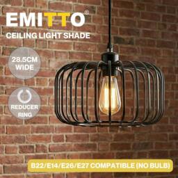 Rackhams Industrial Ceiling Pendant Light Shade Black Metal Cage Lamp Shade 28.5cm - thumbnail 2