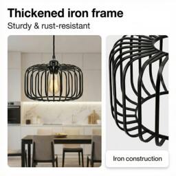Rackhams Industrial Ceiling Pendant Light Shade Black Metal Cage Lamp Shade 28.5cm - thumbnail 5