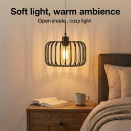 Rackhams Industrial Ceiling Pendant Light Shade Black Metal Cage Lamp Shade 28.5cm - thumbnail 6