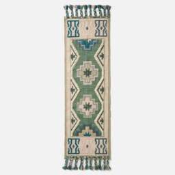 Rackhams Matala Green & Blue Kilim Wool Rug - 120 x 170 cm - thumbnail 3