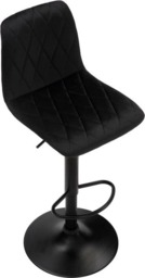 Rackhams Verona Velvet Kitchen Bar Stools, Matt Black Stem & Base, Height Adjustable Gas Lift With Backrest, Breakfast Bar Stool - Black - thumbnail 6