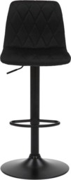 Rackhams Verona Velvet Kitchen Bar Stools, Matt Black Stem & Base, Height Adjustable Gas Lift With Backrest, Breakfast Bar Stool - Black - thumbnail 5