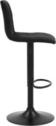 Rackhams Verona Velvet Kitchen Bar Stools, Matt Black Stem & Base, Height Adjustable Gas Lift With Backrest, Breakfast Bar Stool - Black - thumbnail 3