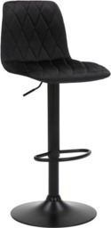 Rackhams Verona Velvet Kitchen Bar Stools, Matt Black Stem & Base, Height Adjustable Gas Lift With Backrest, Breakfast Bar Stool - Black - thumbnail 1