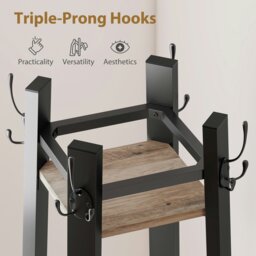 Rackhams Industrial Coat Stand with 4 Storage Shelves and 8 Hooks Grey - Grey - 1 - Particleboard, Metal - thumbnail 5