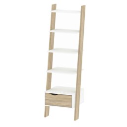 Rackhams Oslo Leaning Bookcase 1 Drawer in White and Oak - White and Oak Effect - Wood - 1 - thumbnail 3