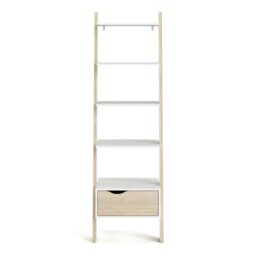 Rackhams Oslo Leaning Bookcase 1 Drawer in White and Oak - White and Oak Effect - Wood - 1 - thumbnail 2