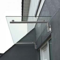 Rackhams Glass Door Canopy & Brackets - 120cm W x 80cm D - thumbnail 1