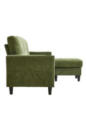 Rackhams Polyester Upholstered L-Shaped 3-Seater Sectional Sofa with Ottoman - Green - One Size - thumbnail 4