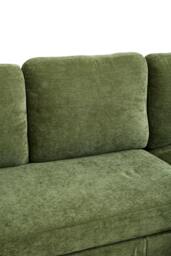Rackhams Polyester Upholstered L-Shaped 3-Seater Sectional Sofa with Ottoman - Green - One Size - thumbnail 6